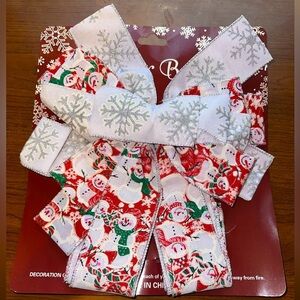 56” Christmas Tree Topper Wreath Door Bow Snowman and Glitter Snowflakes